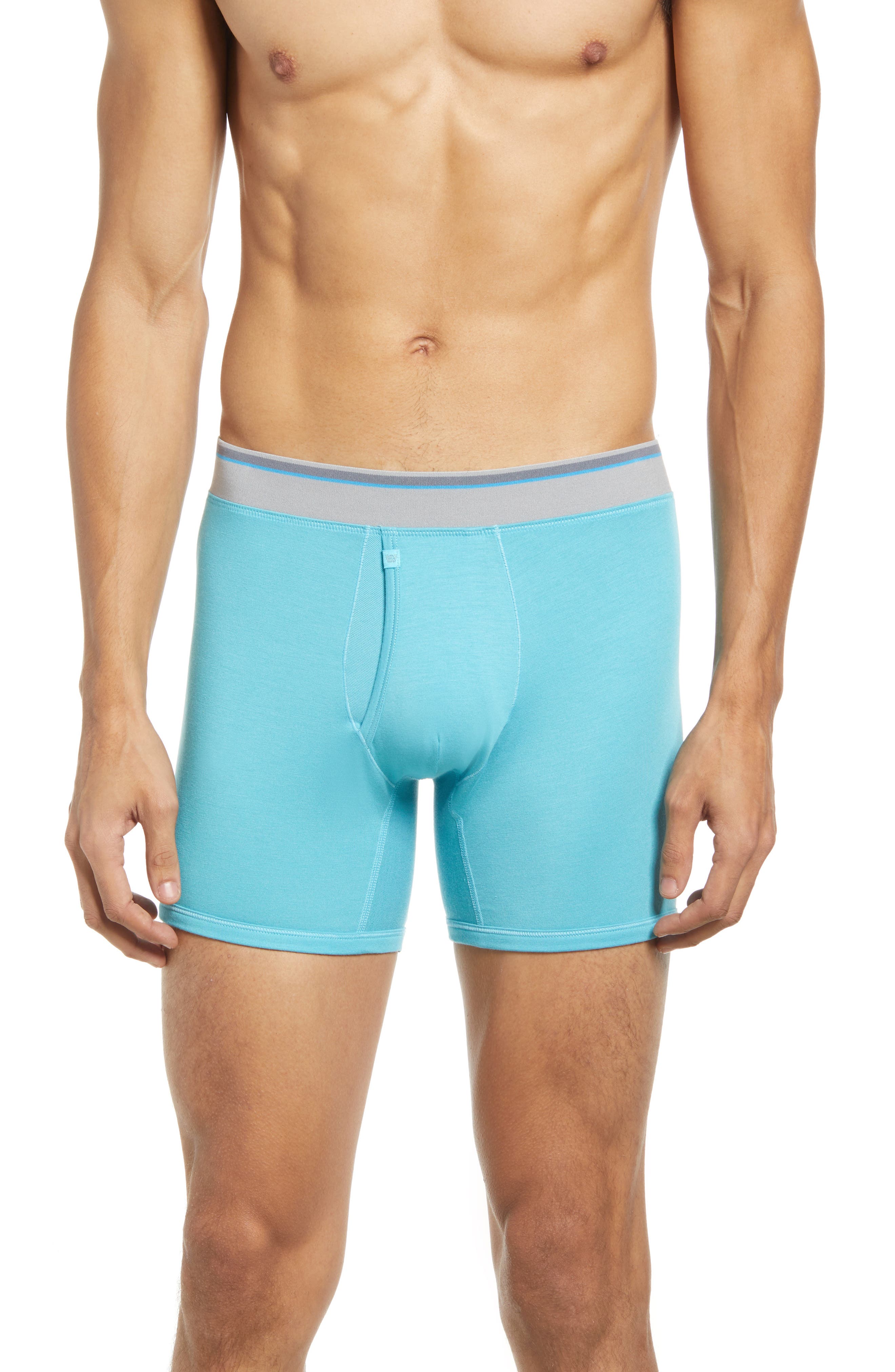 SHRGRGR Mens Underwear Tropical Blue Leaves Boxer Briefs Short Underpants 